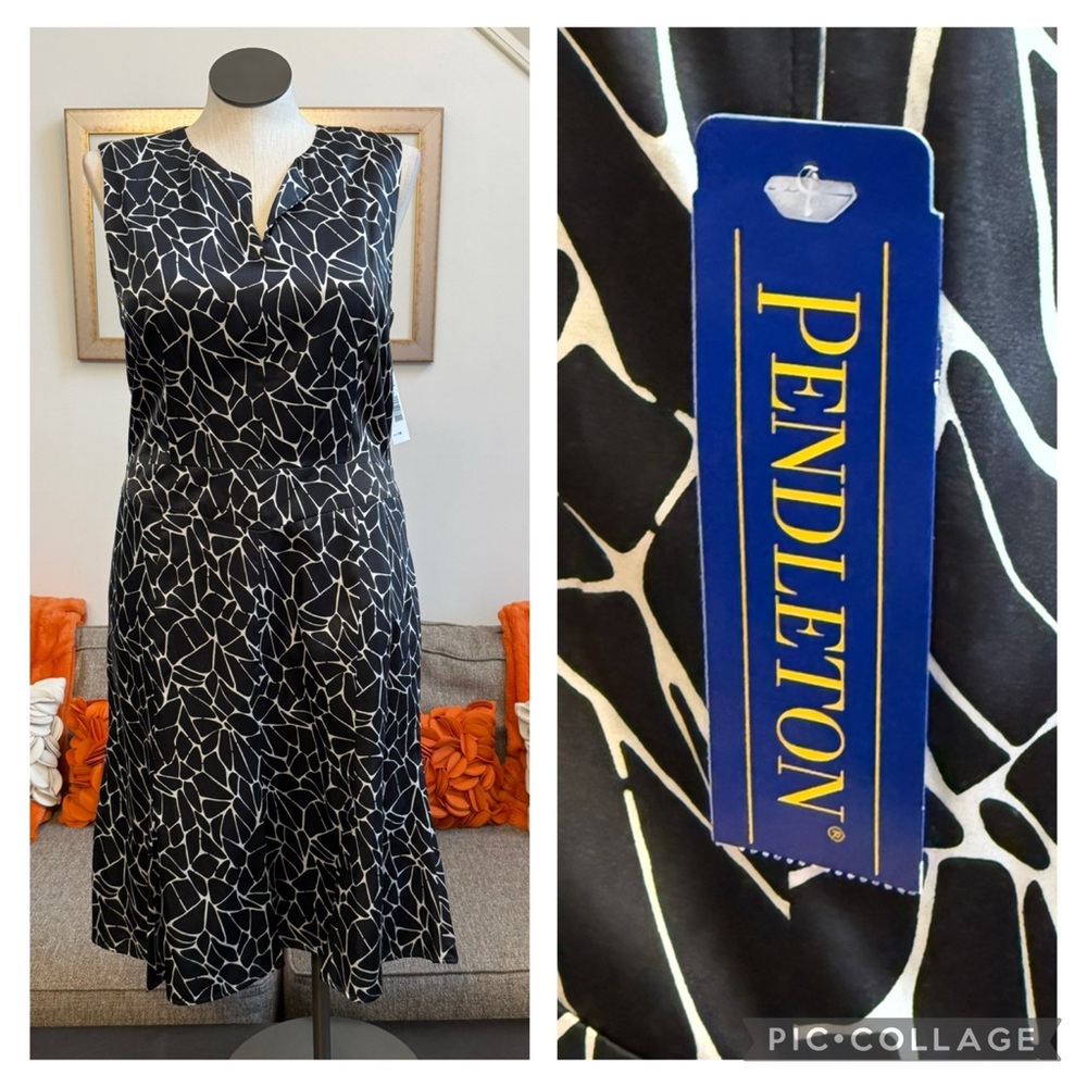 ❣️🆕Pendleton Silk Blend Black & White Sleeveless Dress❣️